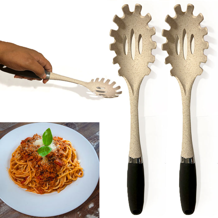 2 Heat Resistant Pasta Server Spoon Spaghetti Noodle Nylon Utensil Slotted 13.4"