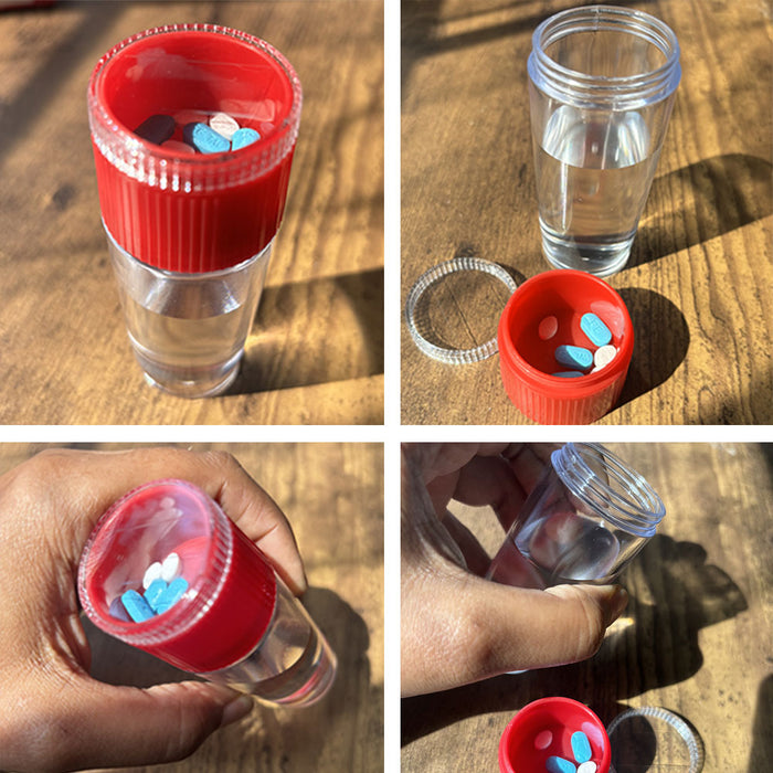 6 Portable Travel Pill Holder Water Bottle Medicine Vitamin Organizer Container