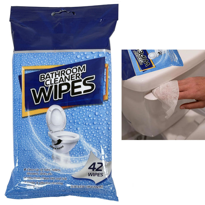 42ct Bathroom Cleaning Wipes Surface Cleaner Multi Purpose Clean Home 5.9"X7.9"