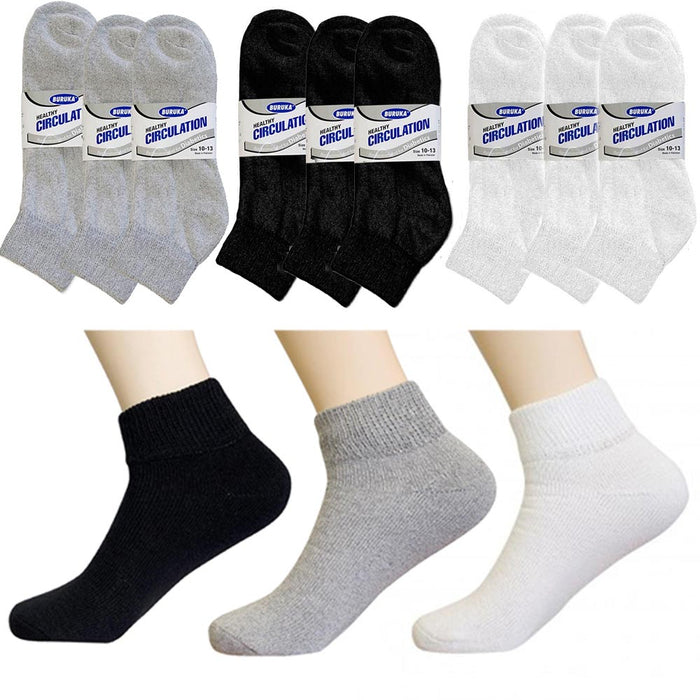 9 Pairs Diabetic Ankle Circulatory Socks Health Support Men Loose Fit Size 10-13