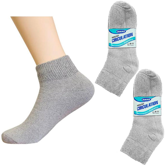 6 Pair Diabetic Ankle Circulatory Socks Health Support Mens Fit Grey Size 9-11