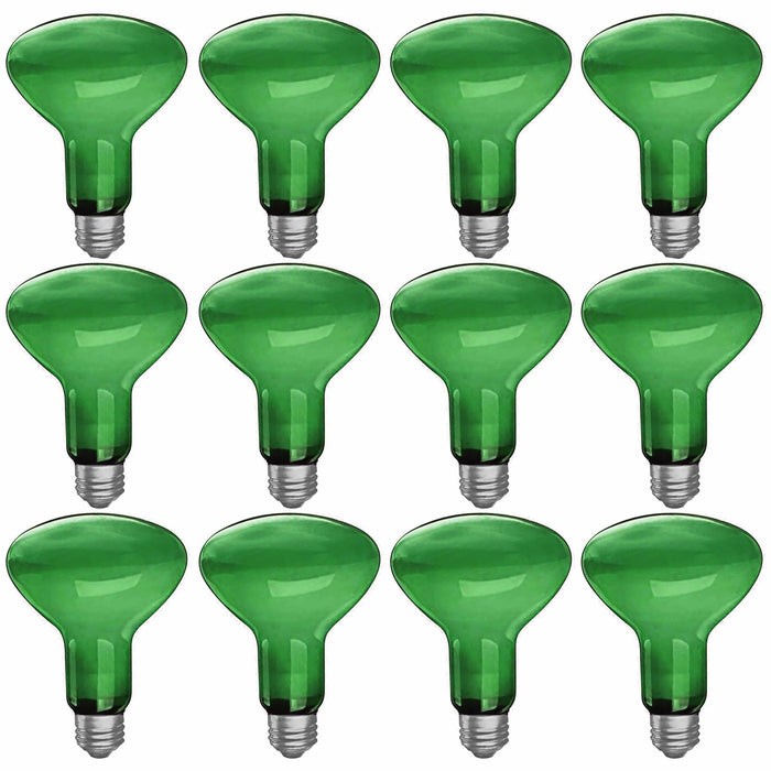 12 Green Flood Light Bulbs Frosted Reflector Lamp Lighting 50w 120v R20 Medium