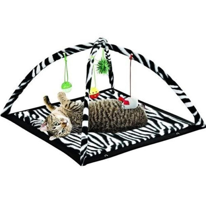 Cat Play Tent Zebra Print Dangle Toys Pets Interactive Kitty Play Bed Kitten Fun