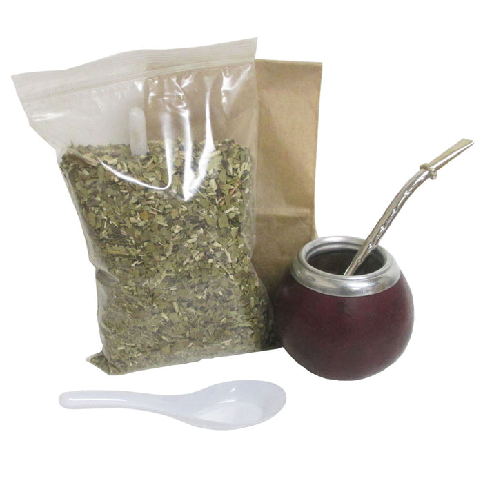 4 Pc Yerba Mate Set Tea Gourd Cup Straw Bombilla 6oz Leaf Bag Kit Pack Argentina