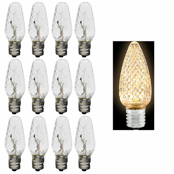 12 Mini Night Light Bulbs Crystal Incandescent 5W 120V Lamp Lighting Candelabra