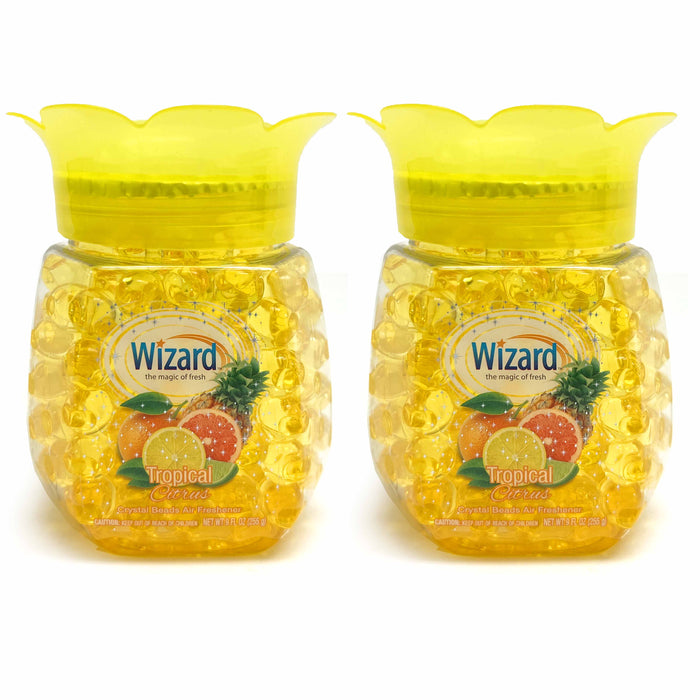 2 Wizard Tropical Citrus Scent Gel Crystal Beads Air Freshener Aroma Fragrance