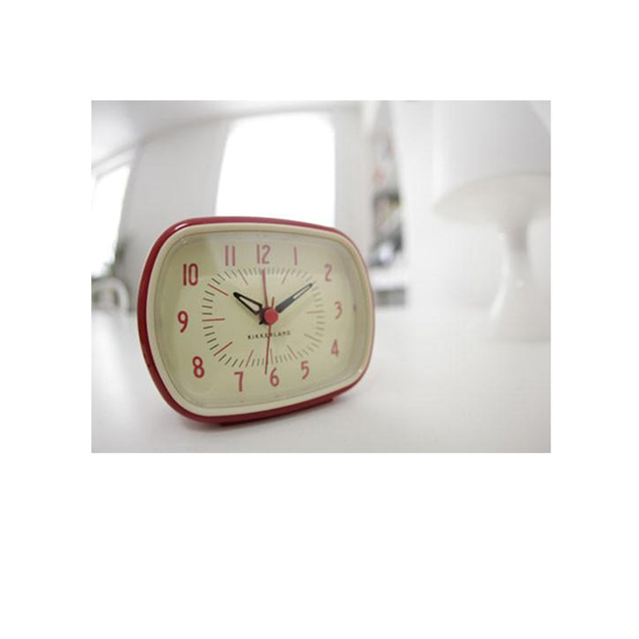 Kikkerland Retro Alarm Clock Red Vintage Old Time Classic Style Hands Glow Dark