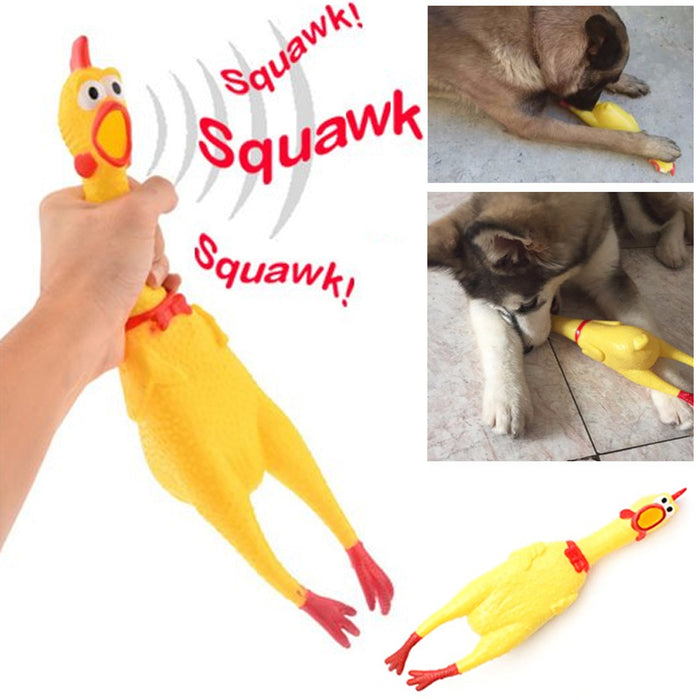 1 Rubber Chicken Squeeze Squeak Pet Dog Puppy Shrilling Chew Screaming Toy Play