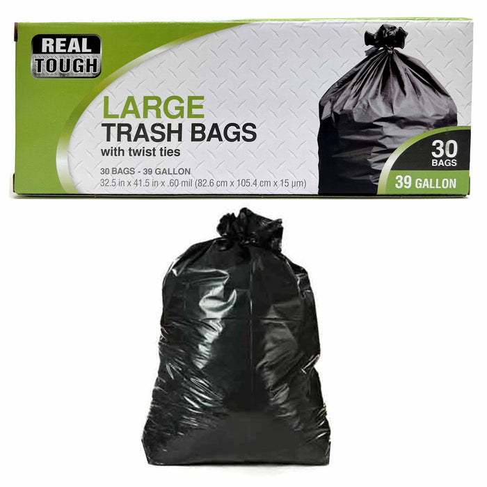 120 Ct Large Multi-Use Trash Bags Strong Lawn Leaf Heavy Duty Garbage 39 Gallon