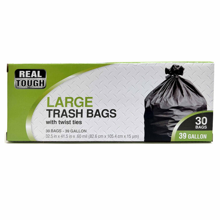 30 Ct Heavy Duty Bags Black Twist Tie Trash Outdoor Yard Leaf Garbage 39 Gallon