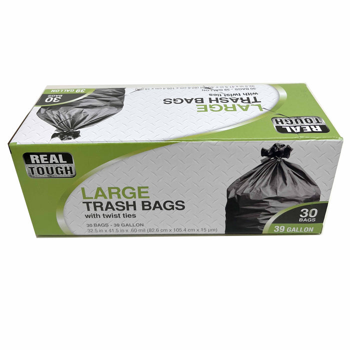 30 Ct Heavy Duty Bags Black Twist Tie Trash Outdoor Yard Leaf Garbage 39  Gallon