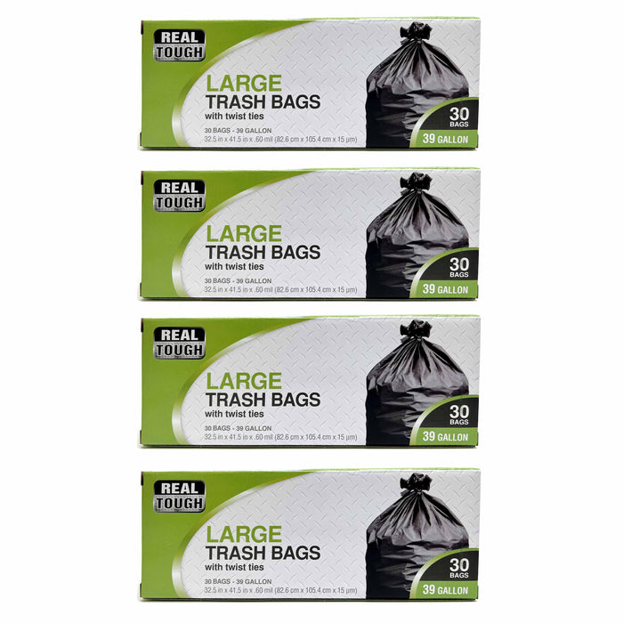 120 Ct Large Multi-Use Trash Bags Strong Lawn Leaf Heavy Duty Garbage 39 Gallon