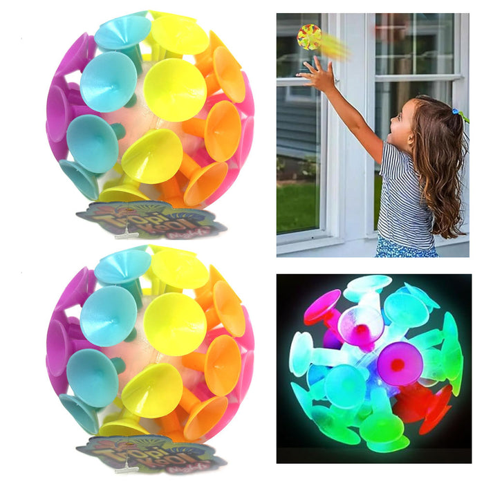 2 Pc Suction Cup Throwing Balls Light-Up Tossing Game Kids Toy Sensory Fidgets