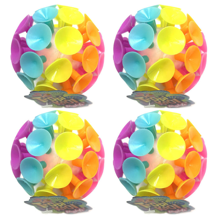 4 Pc Colorful Suction Cup Light-Up Sticky Balls Tossing Toys Kids Party Favors