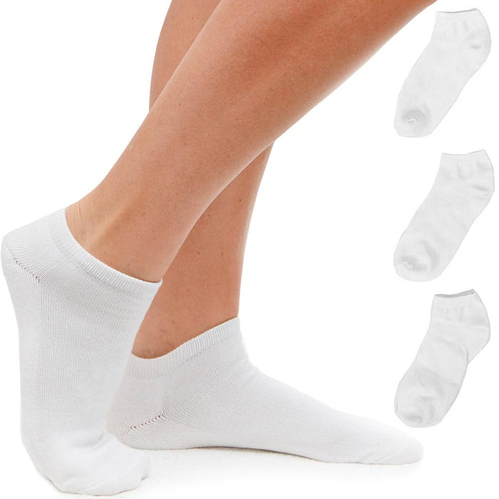 3 Pairs Womens Ankle Socks Low Cut Fit Crew Size 9-11 Sports White Comfort