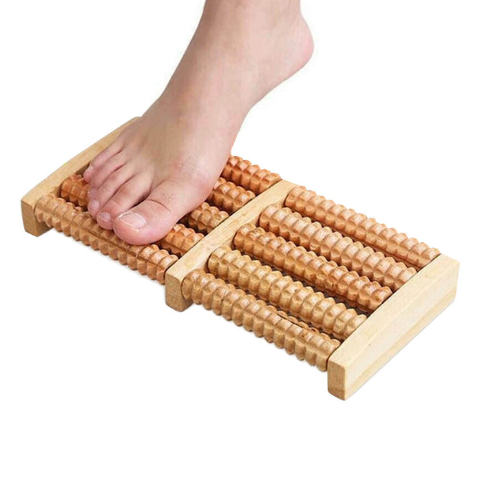 Large Dual Foot Massager Roller Feet Relax Wooden Bamboo Foot Pain Massage New