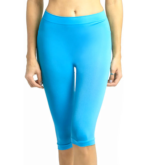 Seamless Turquoise Biker Shorts Yoga Spandex Knee Length Tight OneSize Yoga S-XL