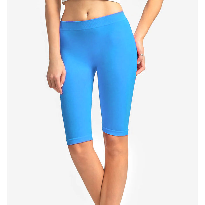 Seamless Turquoise Biker Shorts Yoga Spandex Knee Length Tight OneSize Yoga S-XL