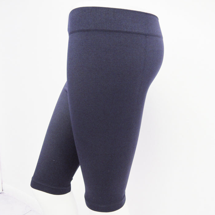 Seamless Solid Navy Shorts Tight Knee Length Spandex Stretch Athletic Yoga Bike