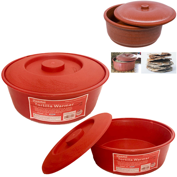 Large Mexican Tortilla Warmer Keeper Microwave Naan Pancake Pita Round 10.5" 2qt