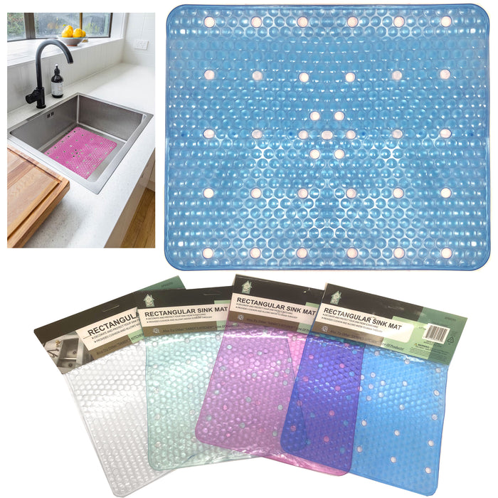 2 Pc Cushion Sink Mat Drain Protector Dishes Draining Non Slip Colors Kitchen