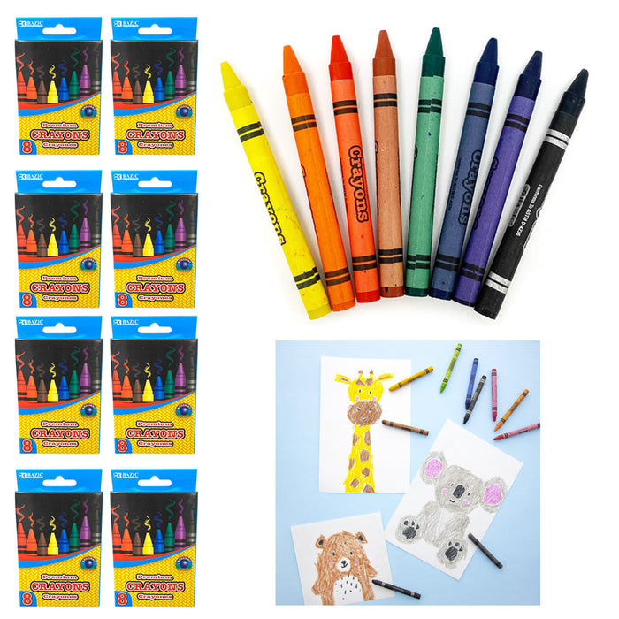 64 Ct Color Crayons Set Premium Quality Party Favor Kids Coloring Non Toxic Bulk