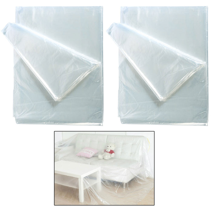 4 Pc Plastic Dust Sheet Large 12.5' Heavy Duty Decorating Paint Protection Cover