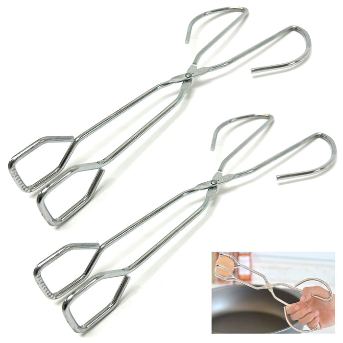 2 Pc Stainless Steel Food Tongs 10" Wire Scissor Handle Kitchen Chef BBQ Cooking