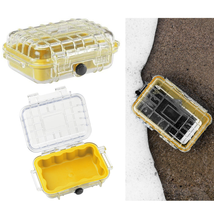 Waterproof Case Dry Box Container Phone GoPro Camera Padded Storage Yellow/Clear
