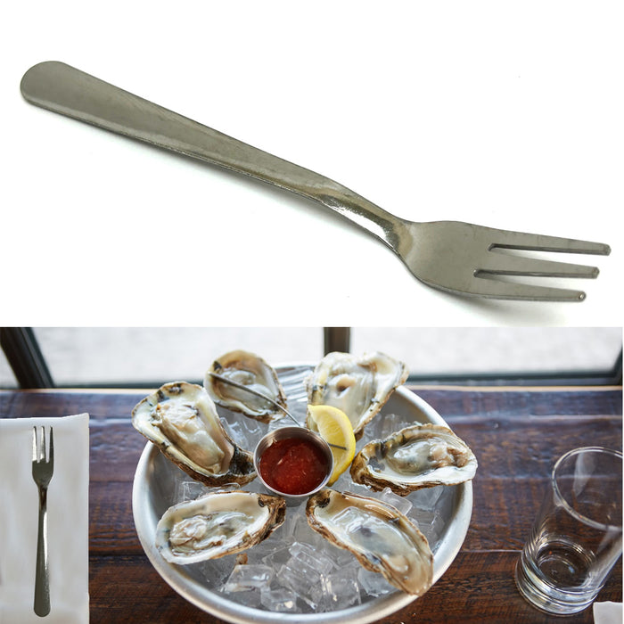 6 Pc Stainless Steel Oyster Fork Crab Cocktail Dessert Appetizer Tasting 5 5/8"