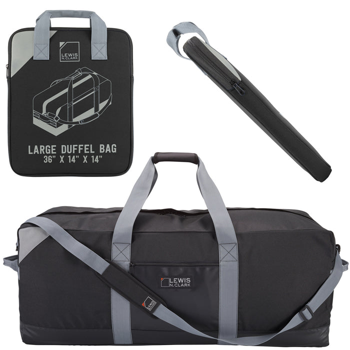 36" Black Heavy Duty Duffel Bag Neoprene Waterproof Gear Luggage Suitcase Medium