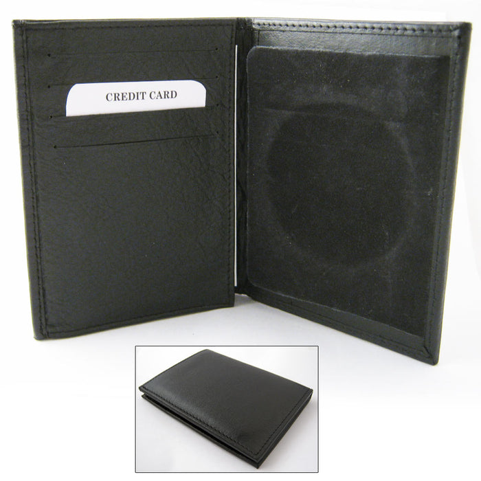 Mens Leather Wallet Sheriff Officer Police Shield Fire Security ID Holder New !