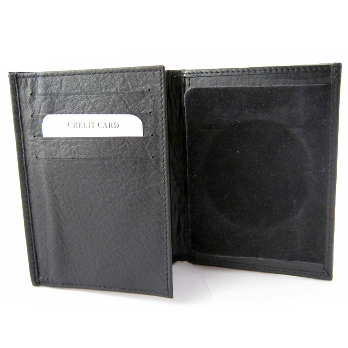 Mens Leather Wallet Sheriff Officer Police Shield Fire Security ID Holder New !