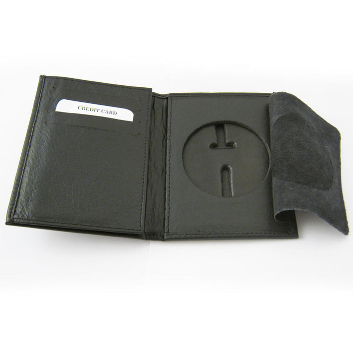 Mens Leather Wallet Sheriff Officer Police Shield Fire Security ID Holder New !