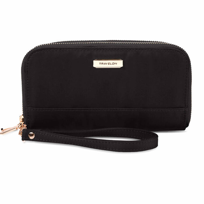 2 Women's RFID Blocking Double Zip Wrist Wallet Nylon Holder Card Pouch Travelon