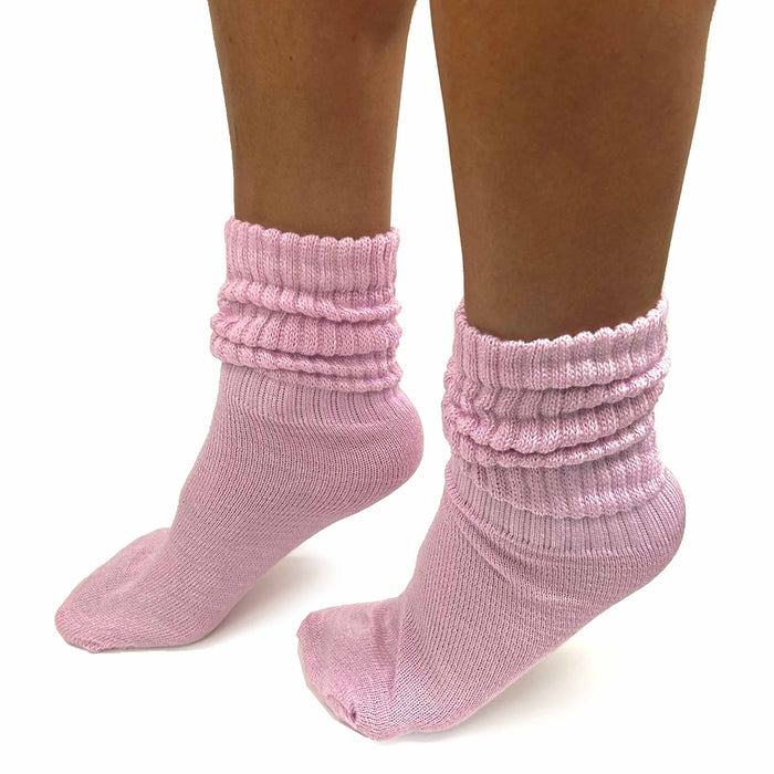 6 Pairs Pink Slouch Socks Scrunchie Cotton Girls Soft Plush Scrunch Junior 6-8