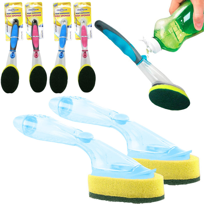 2 Sets Soap Dispenser Scrubber Dish Wand Brush Scrub Refill Wash Pot Pan Kitchen