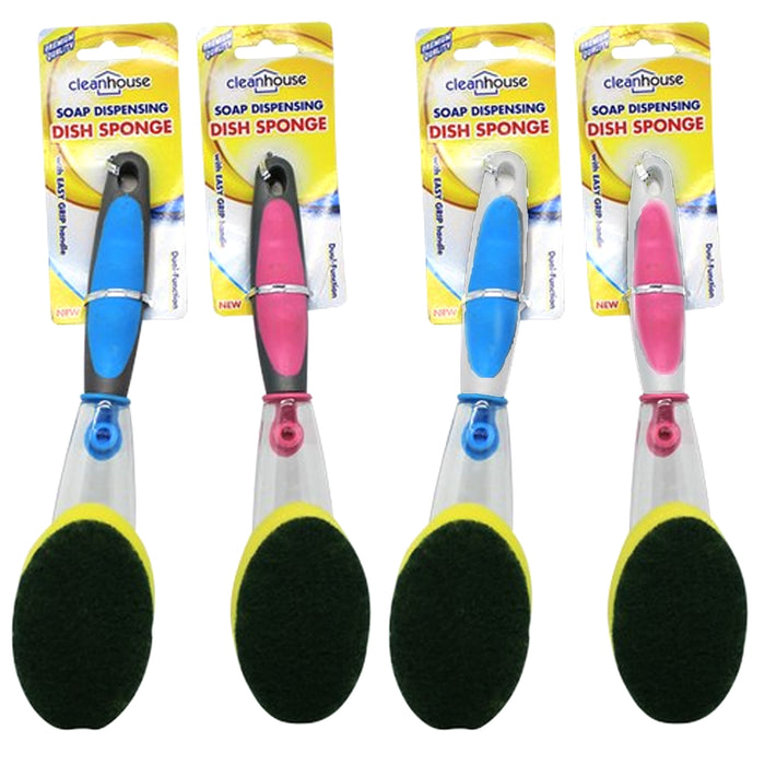 2PK Soap Dispensing Brush Kitchen Dish Cleaning Pot Scrubber Refill Sponge 10.5"