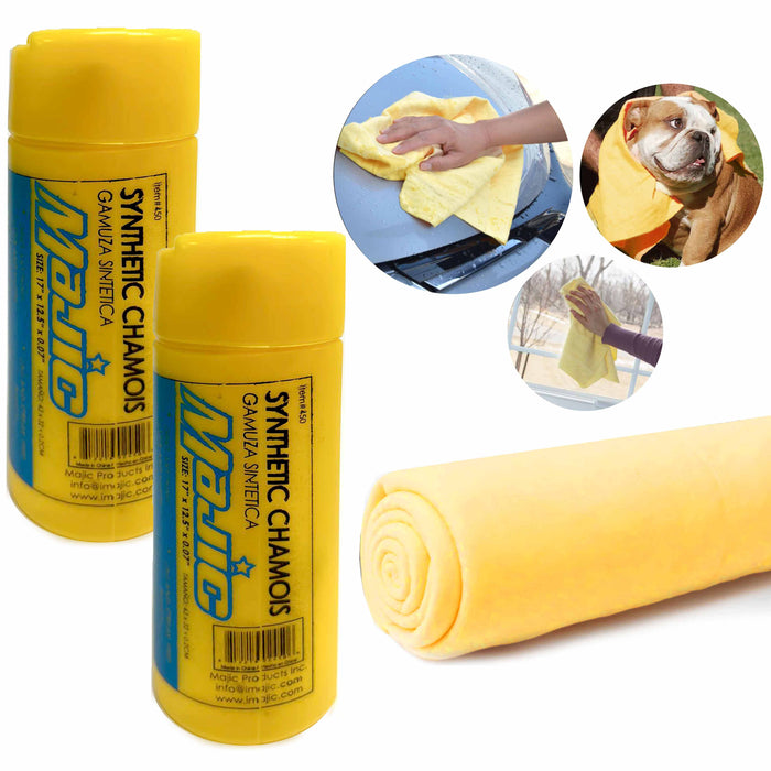 2 Pc Chamois Synthetic Multi Purpose Cleaning Cloths Shammy Car Wash Towel Auto