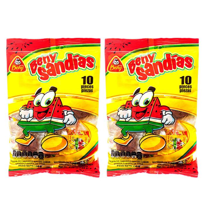 2 Bags Watermelon Paletas Chile Covered Lollipop Sandia Chili Mexican Hard Candy