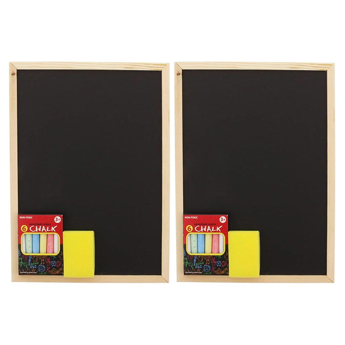 2 Pack Kids Chalkboard Set Eraser Color Chalks Dry Hanging Draw Board Blackboard