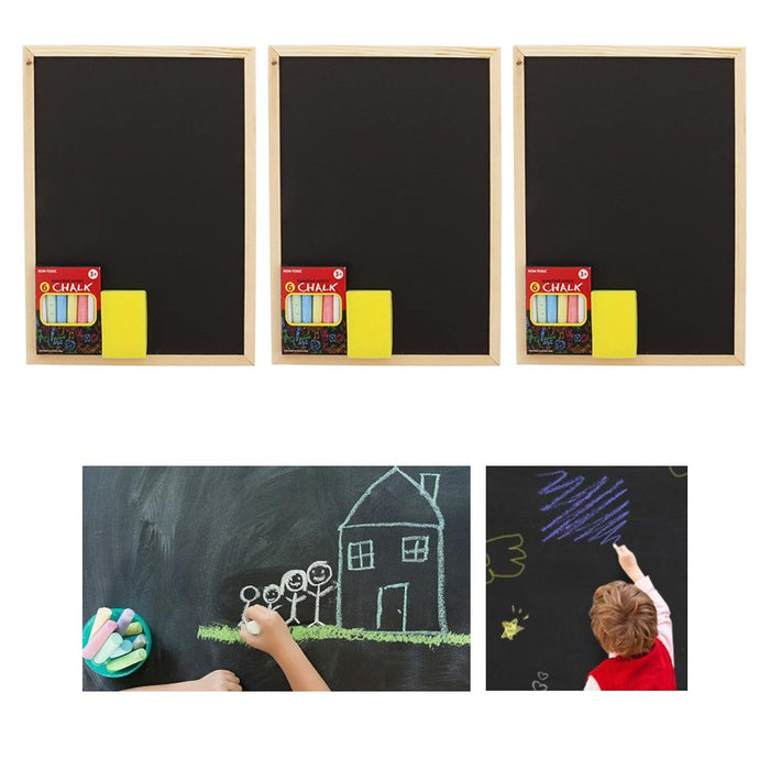 3 Pack Kids Chalkboard Sets Eraser Blackboard Hanging Draw Board Colors Chalk