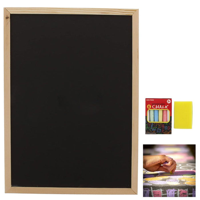 1 Kids Chalkboard Set With Eraser Chalks Dry Wipe Blackboard Hanging Draw Board
