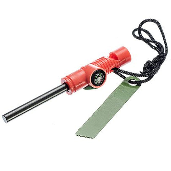 Fire Starter Whistle Flint Rod Striker Camping Hiking Hunting Boating Emergency