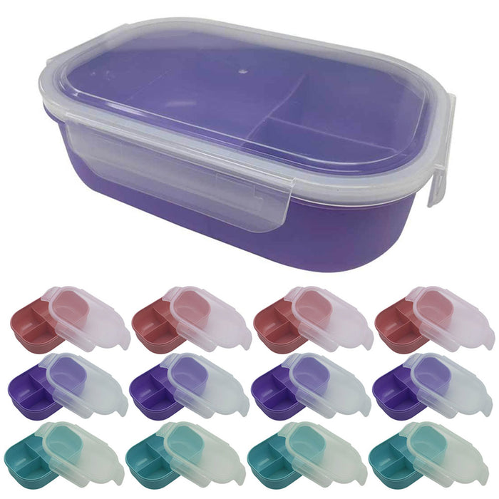 12 Pk Meal Prep Containers Airtight Locking Lids 34oz 3 Compartment Food Storage