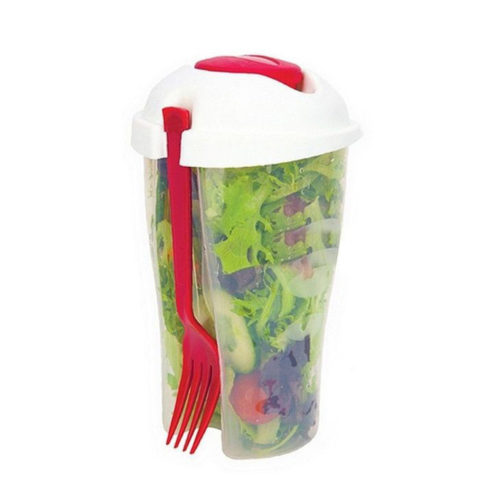 2 Salad Cup Container Serving Shaker Dressing Storage Fork Fruit Food On The Go