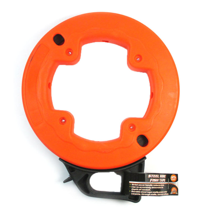 25Ft Steel Fish Tape Electric Wire Cable Puller Threader Electrician Plumber