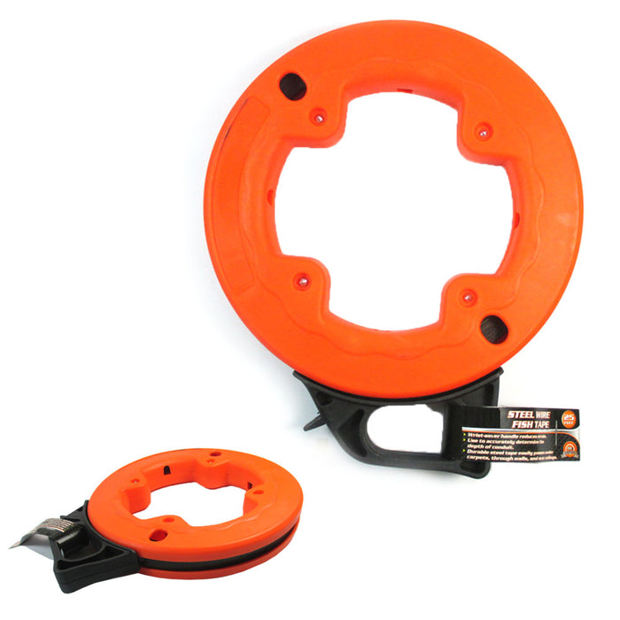 25Ft Steel Fish Tape Electric Wire Cable Puller Threader Electrician Plumber