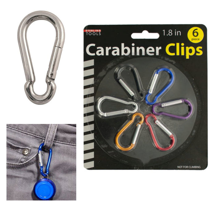 6 Pc Mini Metal Carabiner Clips Camp Hiking Snap Hook On Attach Lock Keychain