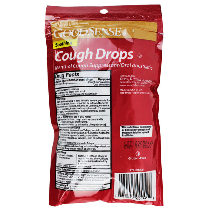 180 Ct Menthol Soothing Cough Drops Throat Pain Relief Cough Suppressant Cherry